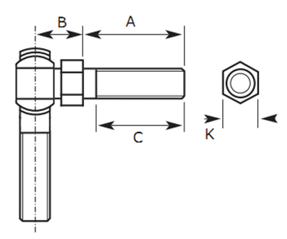 MBL-M16S 16mm Left Hand Studded Rod End Bearing